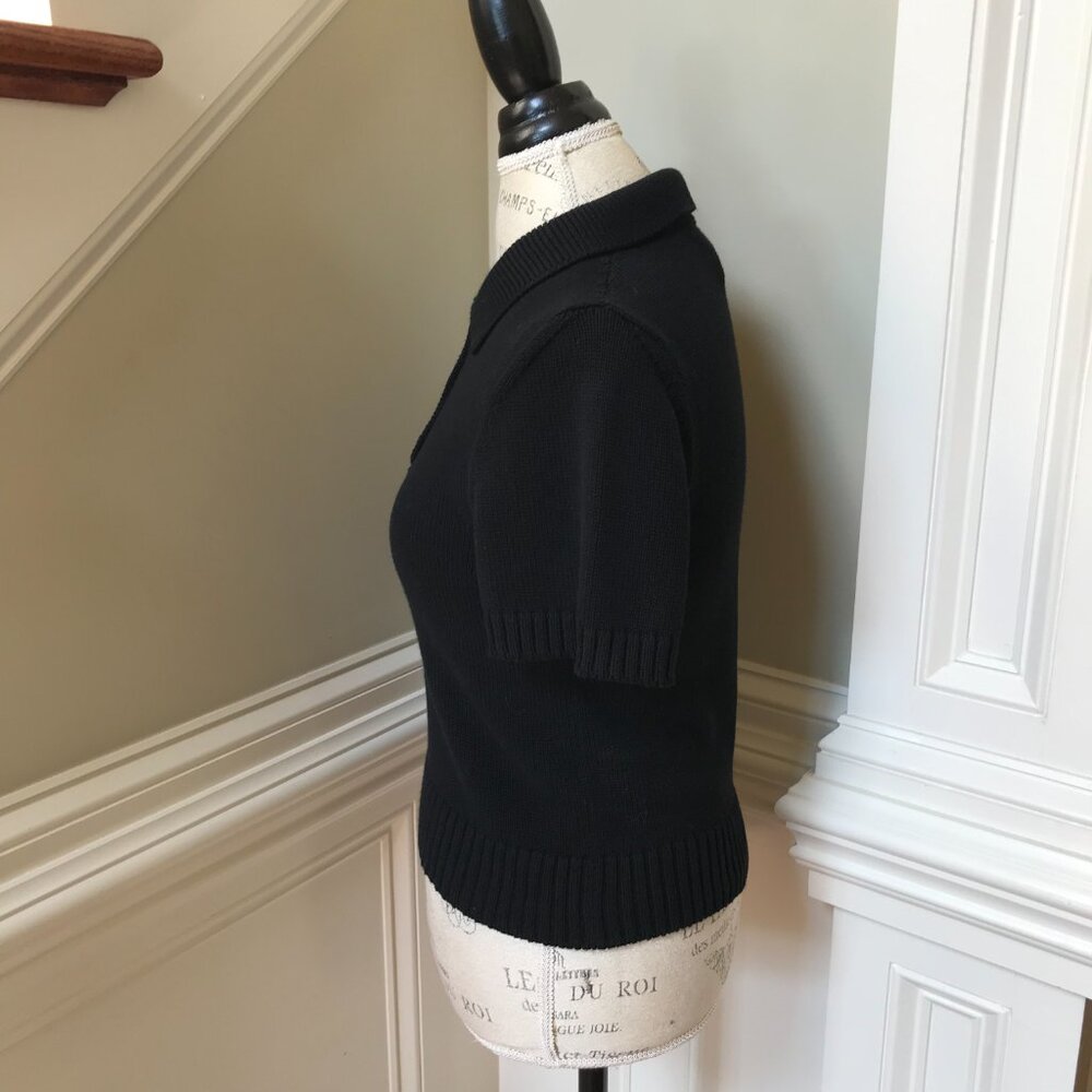 Label Black Knit V-Neck Polo Sweater - Picture 9 of 13